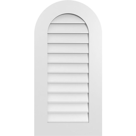 Ekena Millwork Round Top Surface Mount PVC Gable Vent: Non-Functional, w/ 3-1/2"W x 1"P Standard Frame, 18"W x 36"H GVPRT18X3601SN